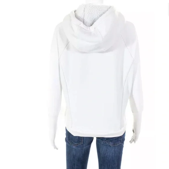 Alo Knit Fleece Lined Long Sleeve Hoodie Sweatshirt White Small off white - Picture 3 of 8